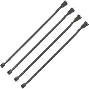 PWM PC Fan Extension Cable 10.5” Black Braided 4-Pin 3-Pin Compatible 4 Pack